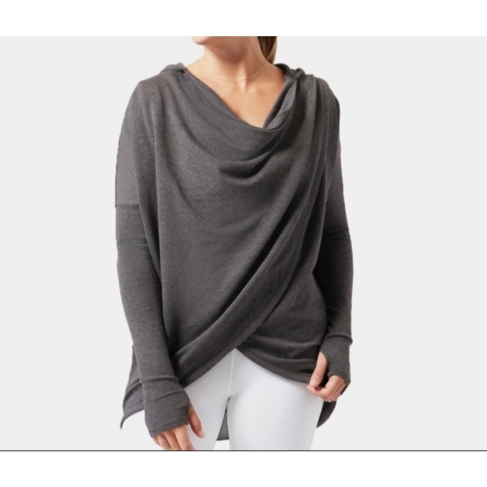 Athleta Purana Wrap Sweatshirt charcoal size LT